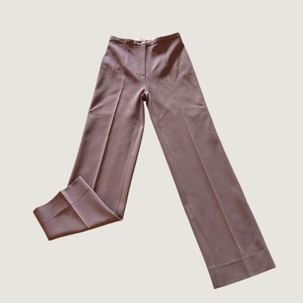 Michael Kors Womens Gold Collection Italy Virgin Wool Trousers Dusk Mauve Size 2